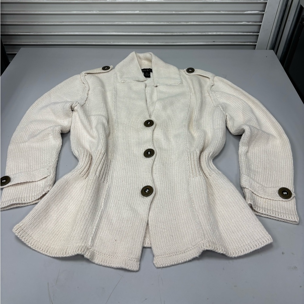 Cream pure & co button up sweater